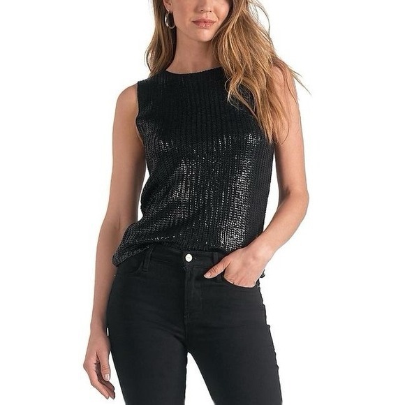 Elan Tops - Elan The Raz Crewneck Goth Grunge Chunky Knit sleeveless Sweater M #7